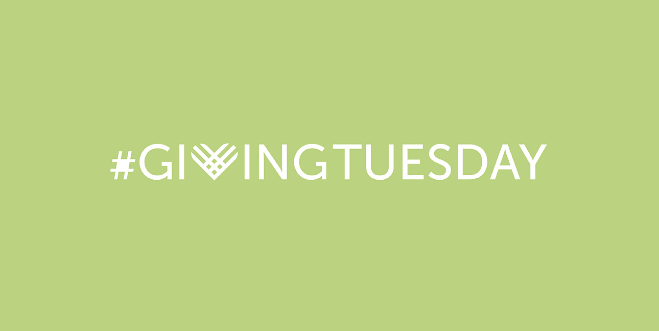 A green background features white text reading, "#GivingTuesday"