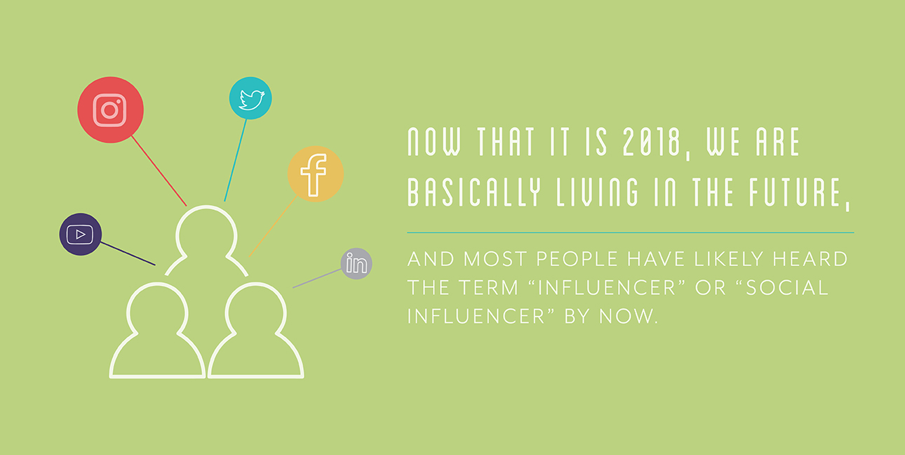 Cartoons of people talk while text reads, "Now that it is 2018, we are basically living in the future, and most people have likely heard the term 'influence' or 'social influencer' by now."
