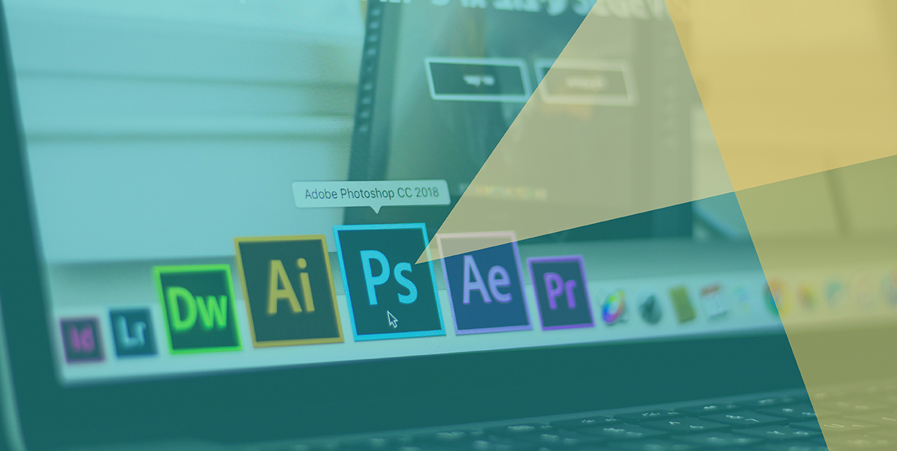 A Mac toolbar with a mouse that is hovering over Adobe Photoshop CC 2018