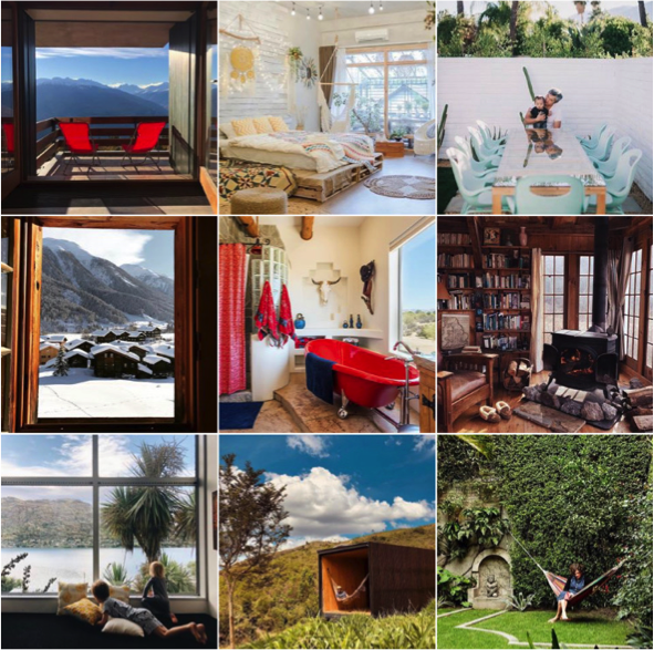 The Air BnB Instagram account's top nine photos show off sweeping scenery and cozy escapes.