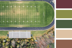 An overview image of an empty football field