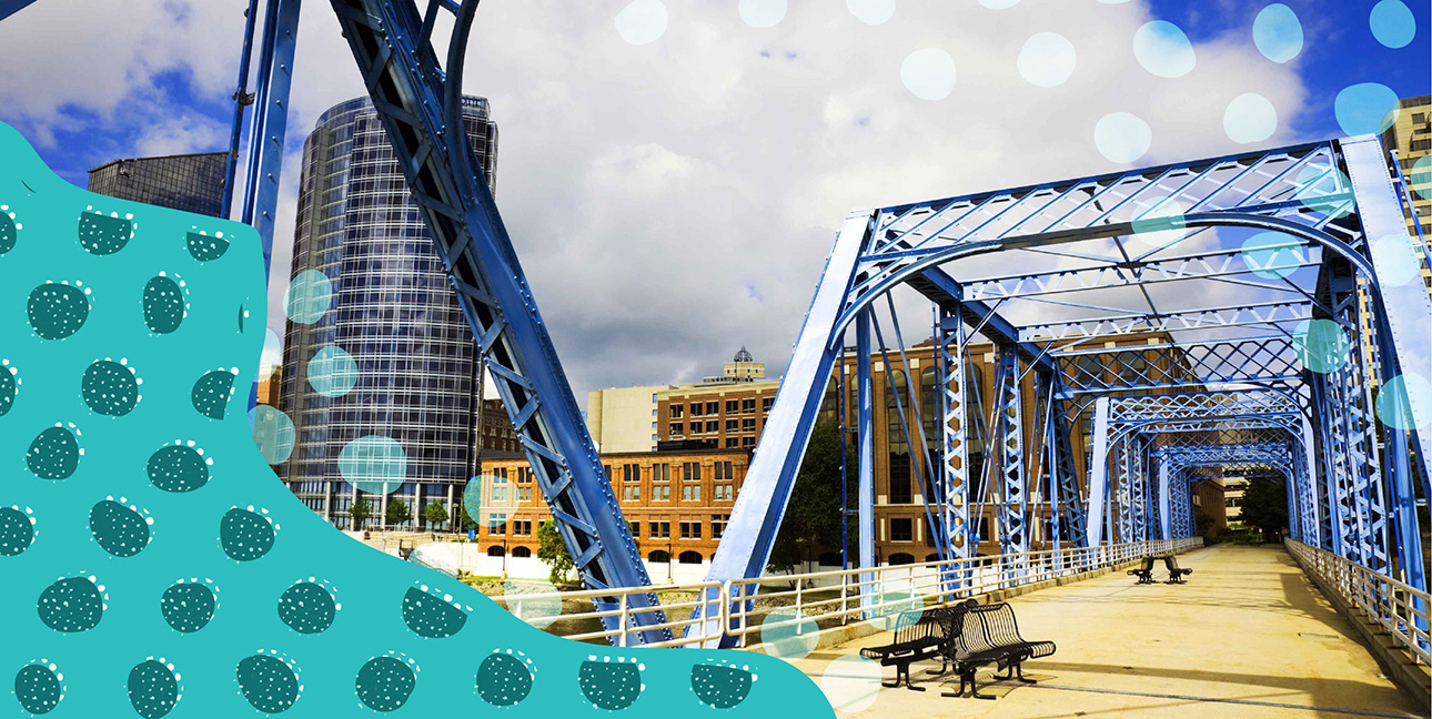 The "Blue Bridge" in Grand Rapids, Michigan.