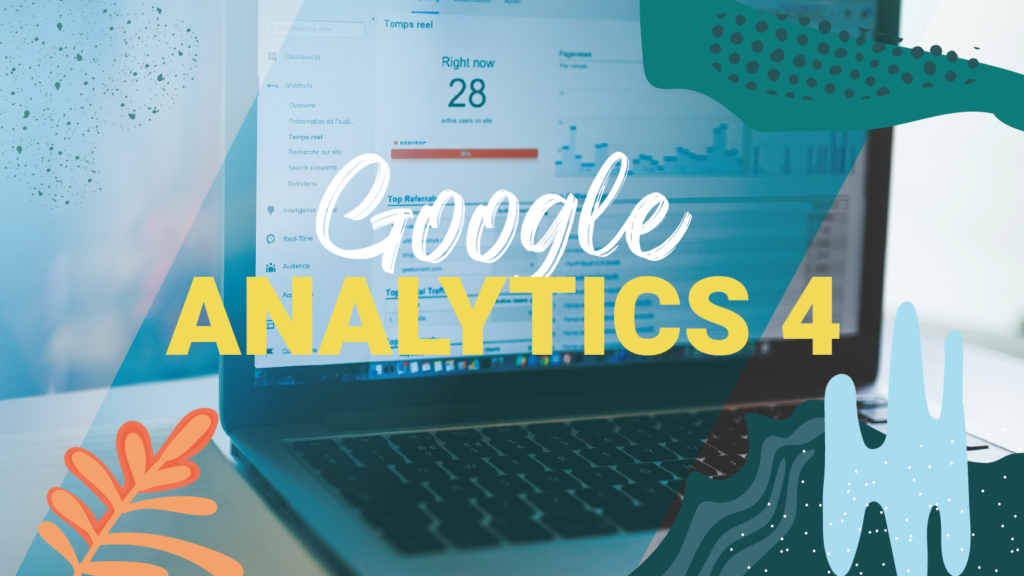 A laptop opened to Google Analytics 4