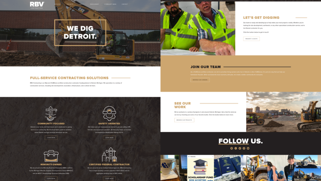 RBV Contracting's website after 8THIRTYFOUR's research and development
