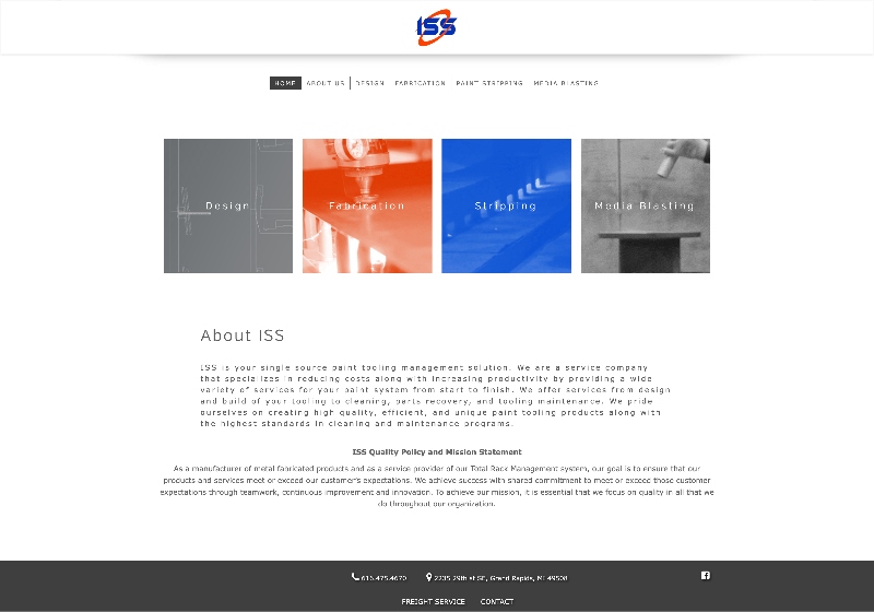 The original ISS home page features a few images with heavy overlays and black text on a white background.