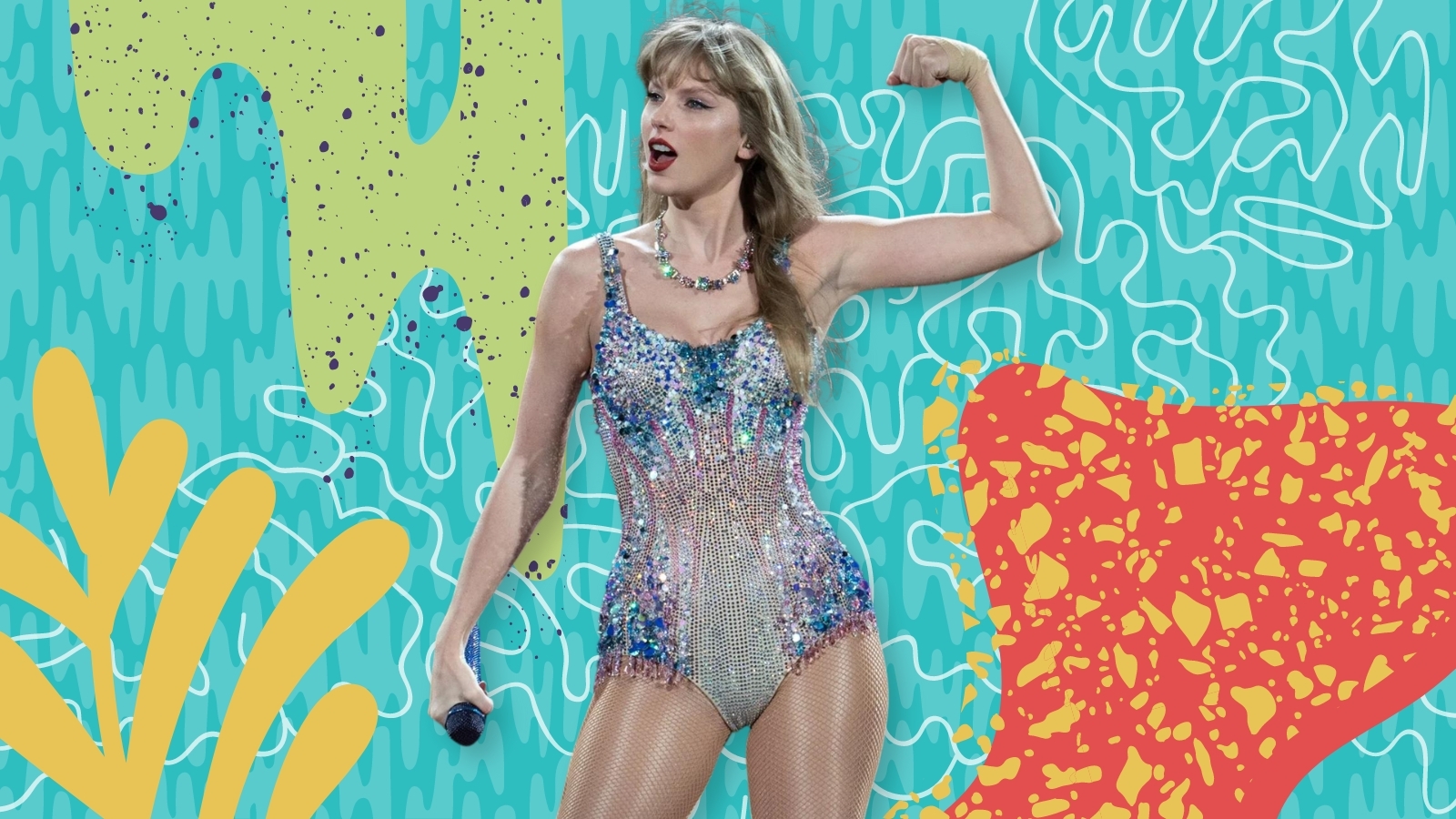 taylor swift dancing with her arm up